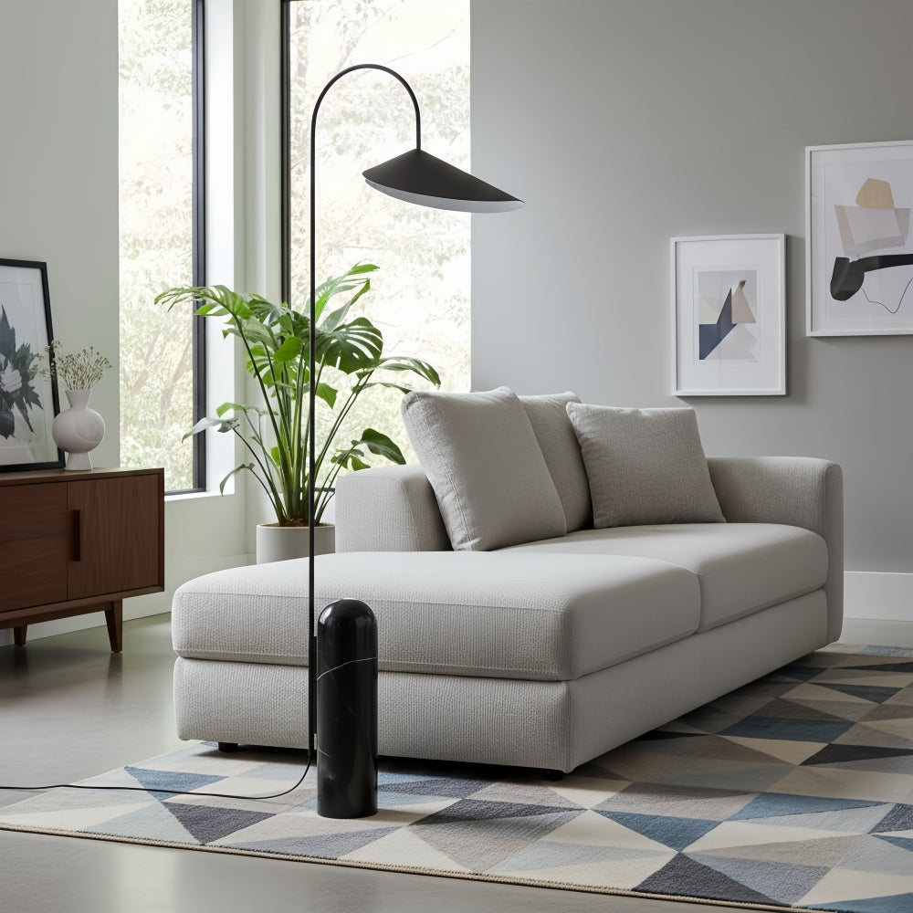 Nulavo Swivel Floor Lamp - Marble Base with Leaf-shaped Shade Modern Style for Living Room