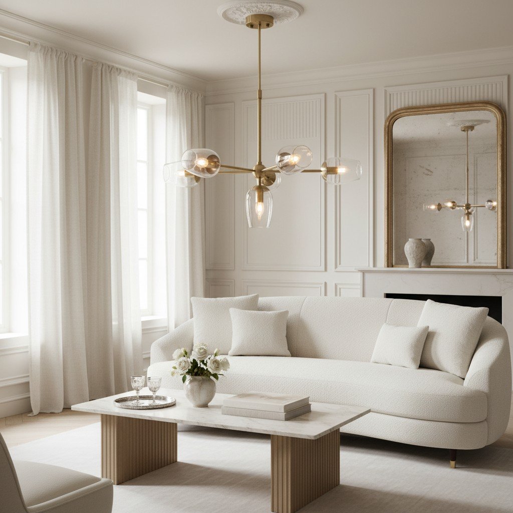 Serion Glass 6-Light Pendant Light - Modern Pendant with Clear Glass Shades for Living Room
