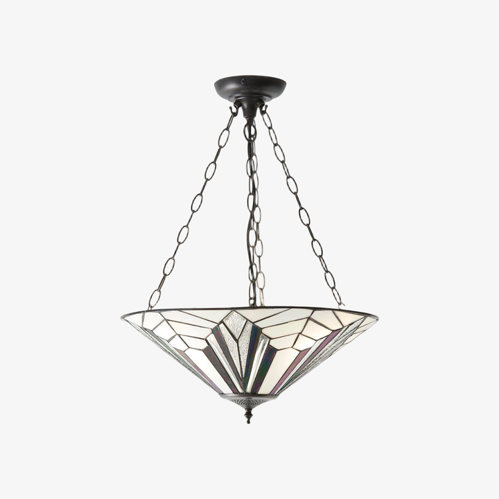 TF Astoria Decorative Stained Glass Semi Flush Light – Art Deco Ceiling Fixture for Entryways & Lounges