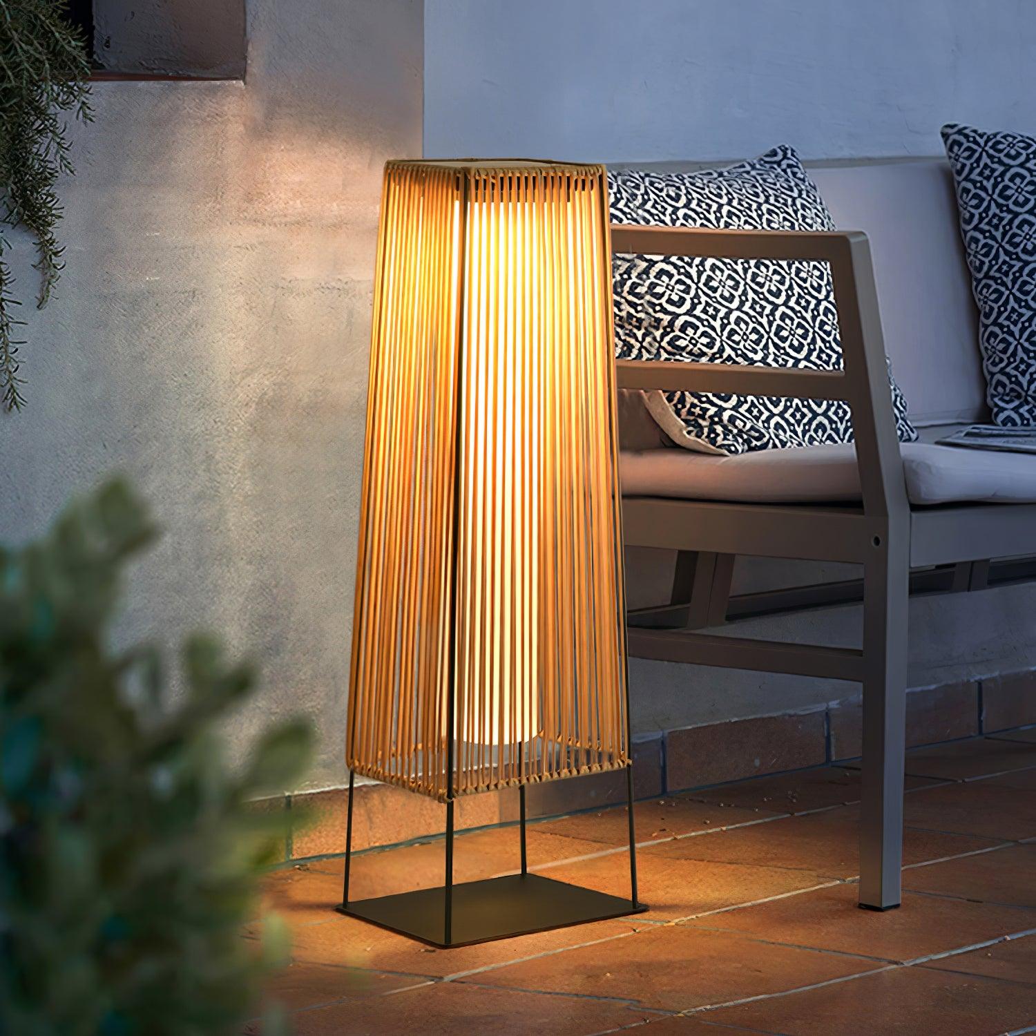 Plastic Rattan Outdoor Post Light - Solar Post Lamp Ideal