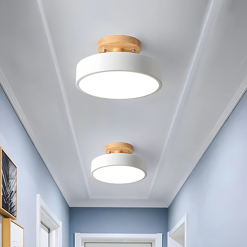 Bunte runde Deckenleuchte aus Macaron-Holz