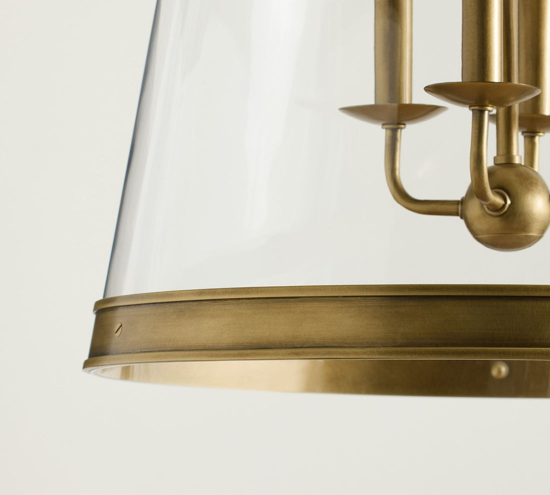 Driscoll Brass Drum Pendant Light - Vintage Glass Iron Lamp for Kitchen