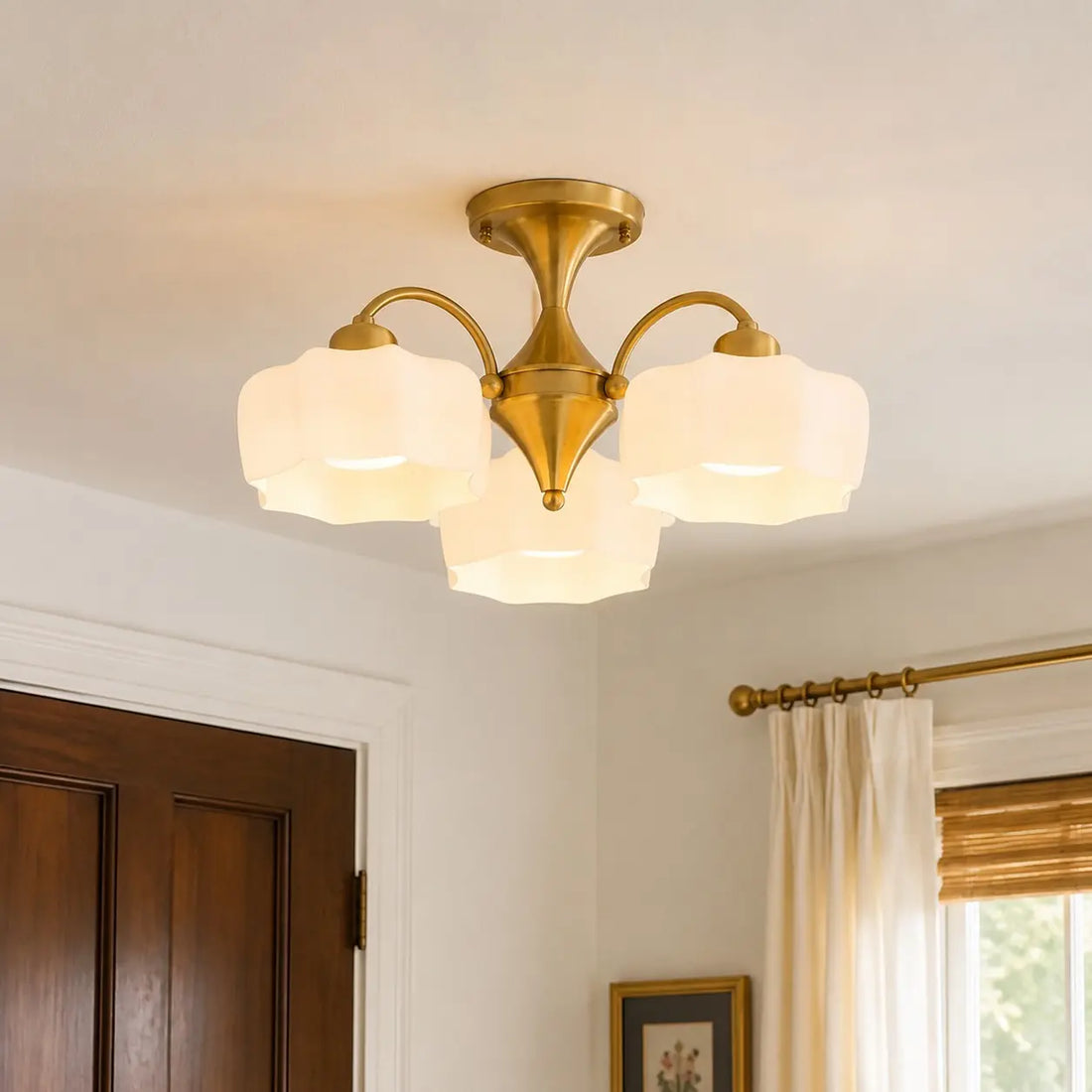 Arden Floral Glass Flush Mount Ceiling Light