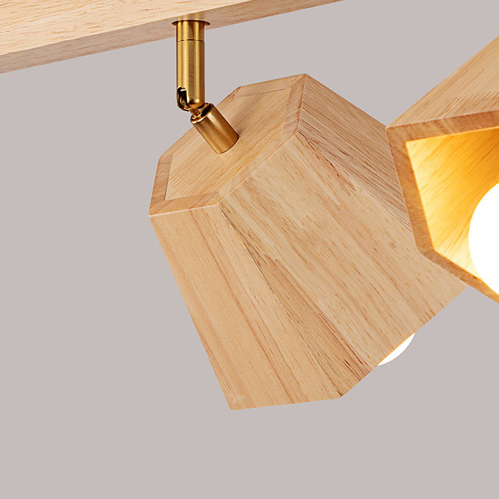 Adjustable Wood Ceiling Light - Polygons Track Light for Living Room