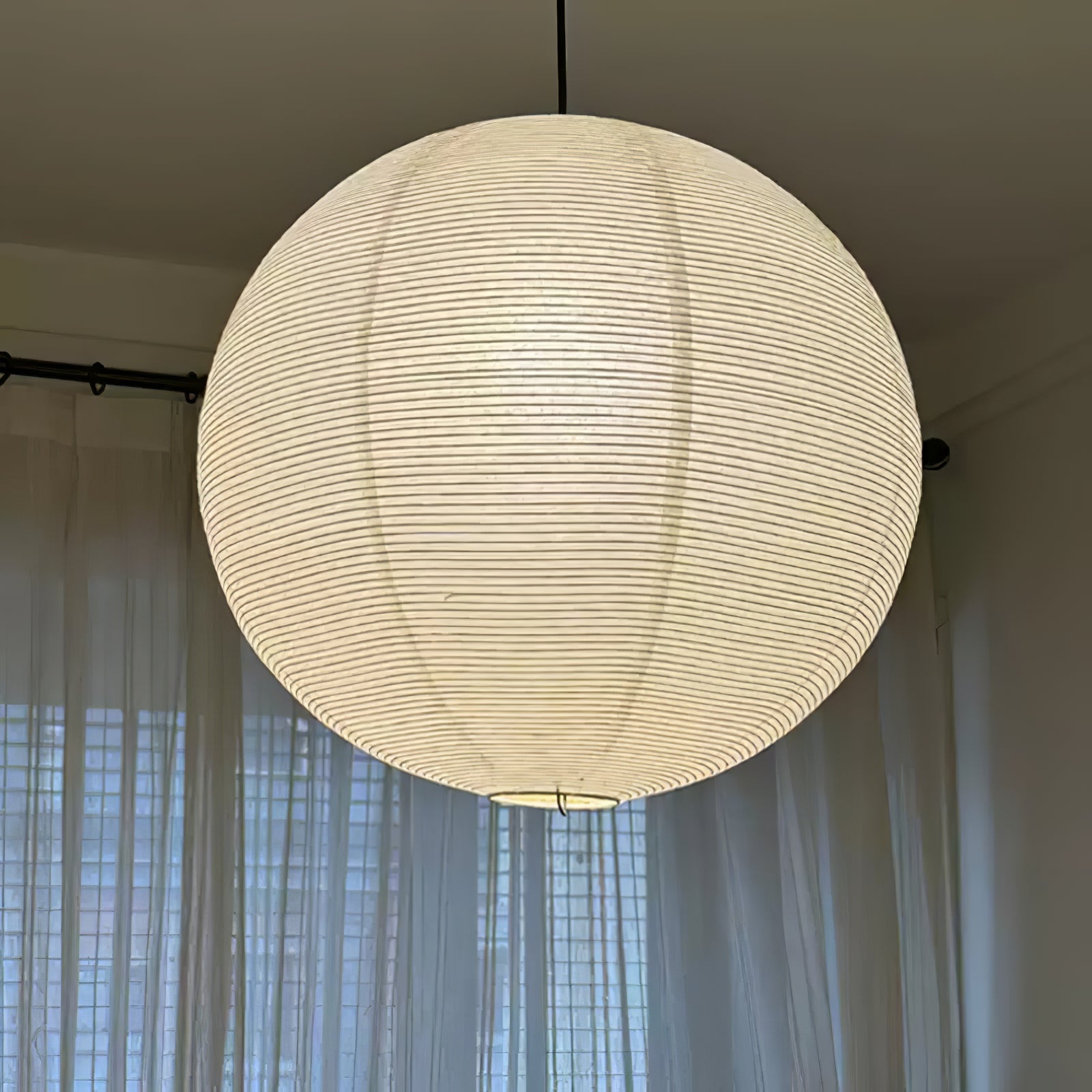 Washi Paper Round Pendant Lamp – Minimalist Lighting for Living Room