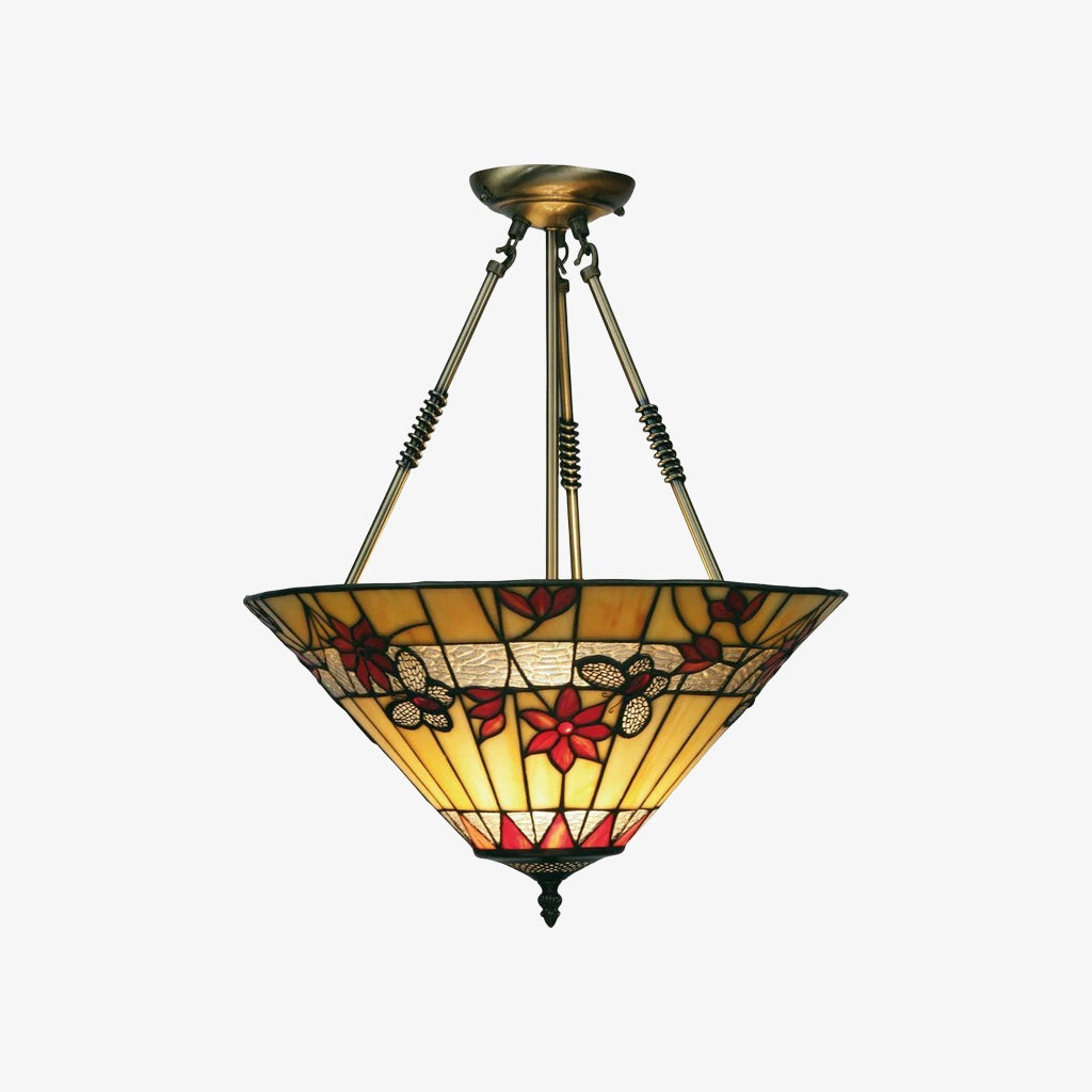 TF Butterfly Pendant Light – Stained Glass Pendant in Art Nouveau Style for Living Room