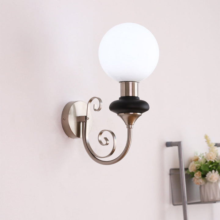 Retro Glass Wall Lamp - Single Ball Light French Style for Hallway