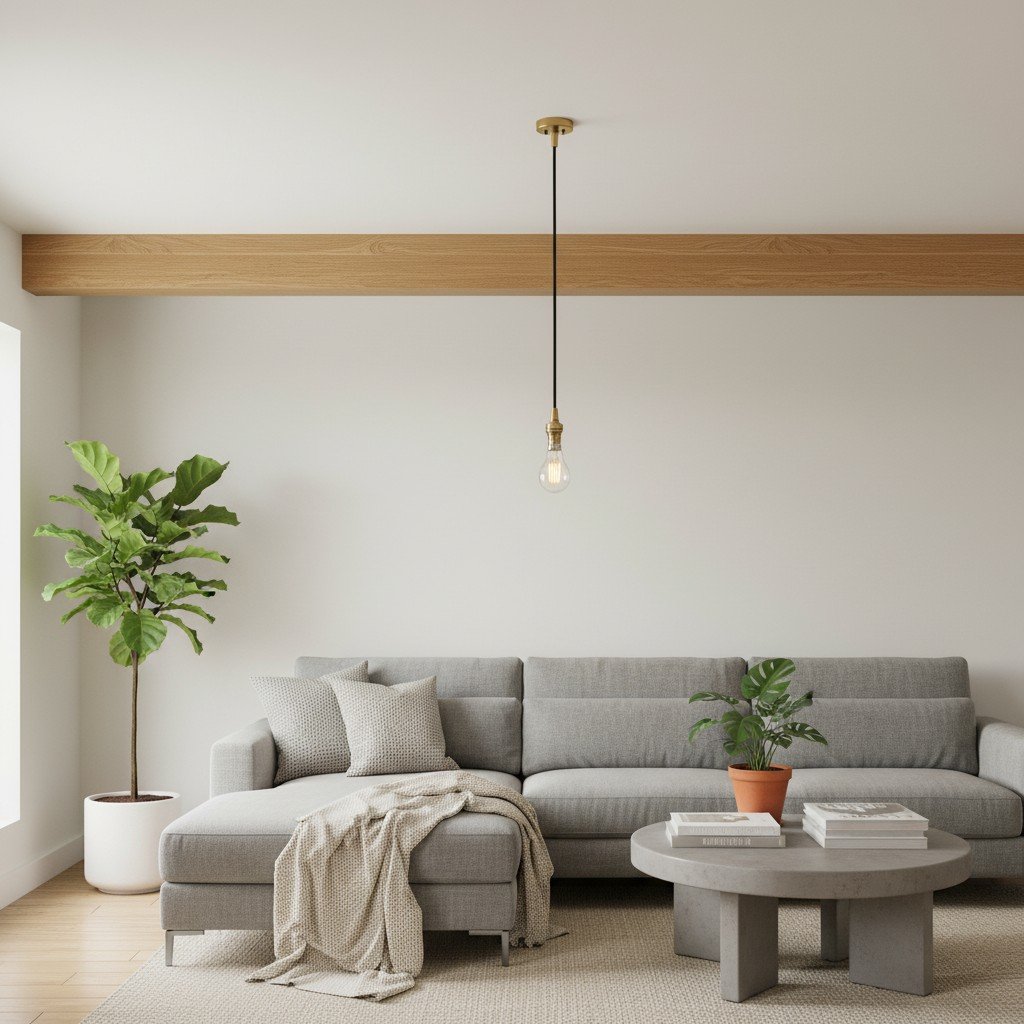 Plaitar Modern Brass Pendant Light - Minimalist Ceiling Fixture with Braided Cord for Hallways