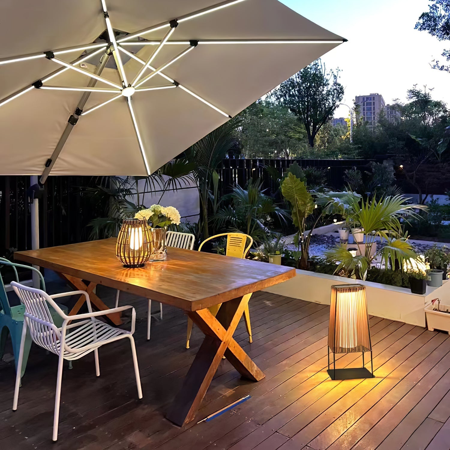 Plastic Rattan Outdoor Post Light - Solar Post Lamp Ideal