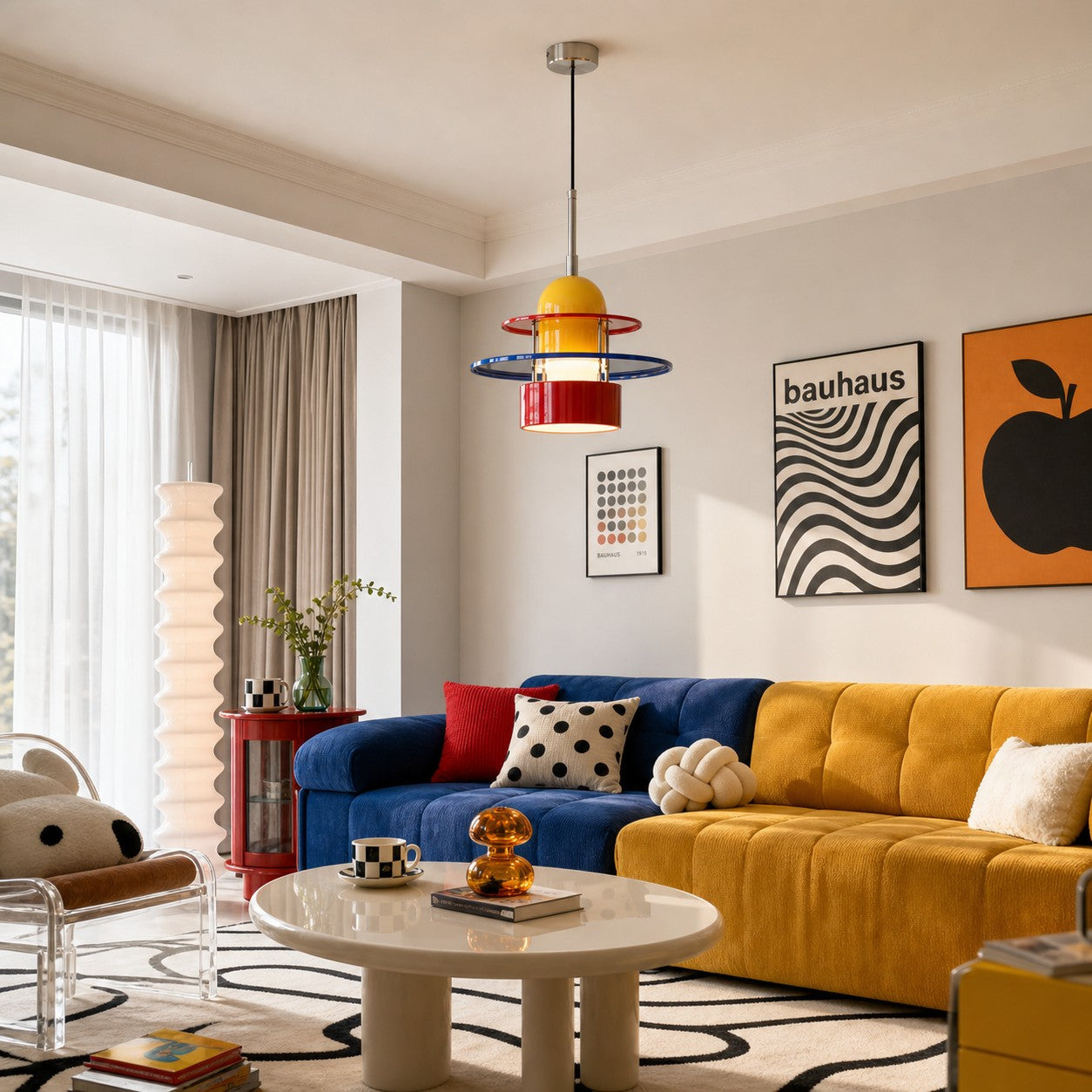 Bauhaus color block pendant light
