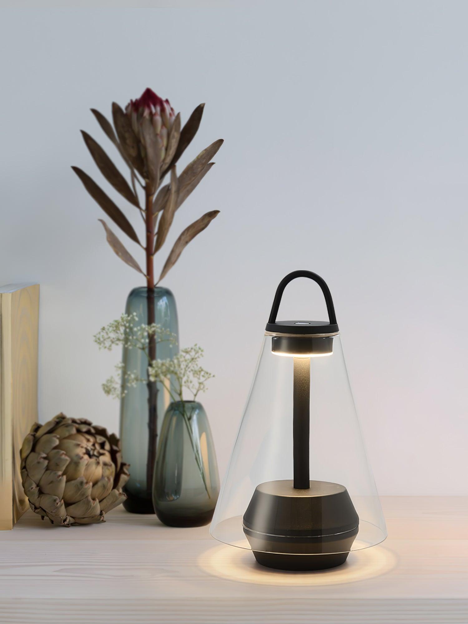 Table Lamp - Rechargeable Glass LED Light for Indoor Use