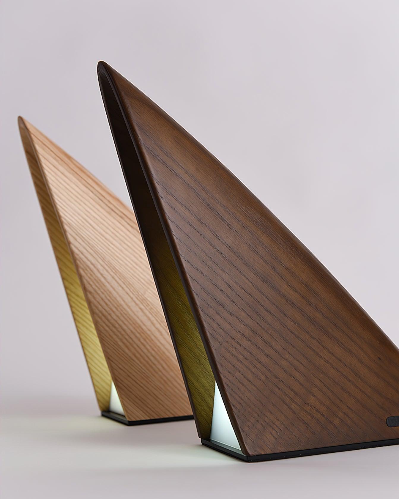 Triangular Table Lamp - Wooden Rechargeable LED for Bedroom & Office