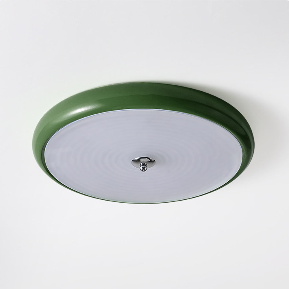 French Cream Ceiling Light - Disc-shaped Fixture for Bedroom