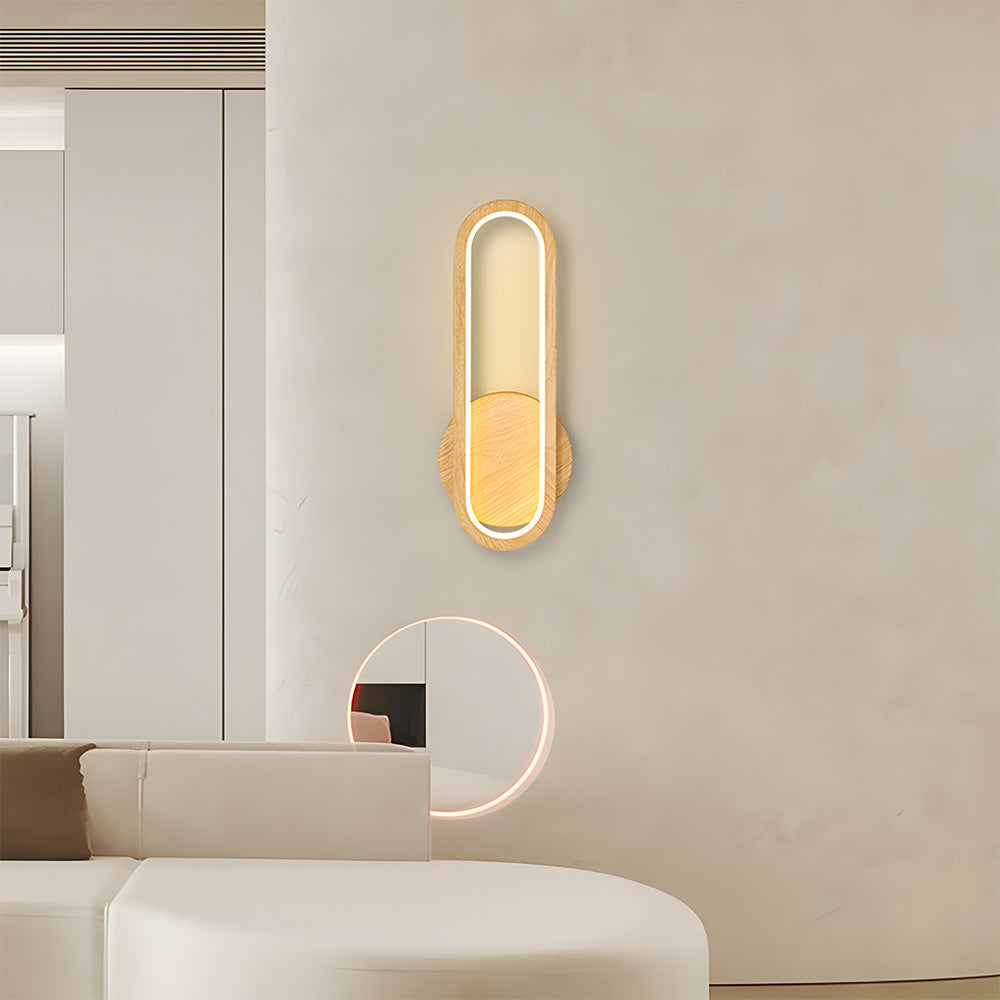 Retro Wood LED Wall Light - Rustic Living Room Fixture