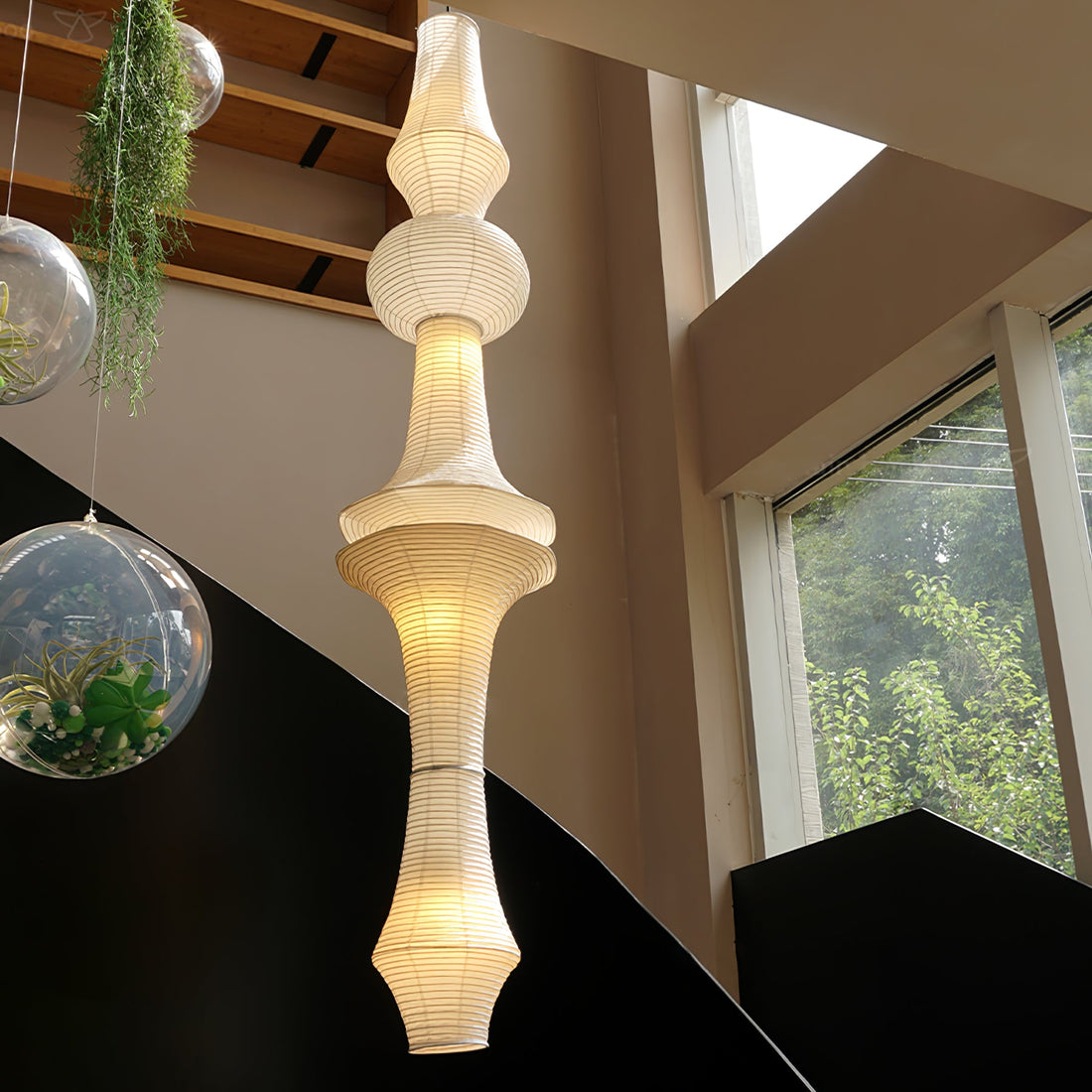 Washi-Papier-Pendelleuchte – Japanische handgefertigte Lampe für das Wohnzimmer