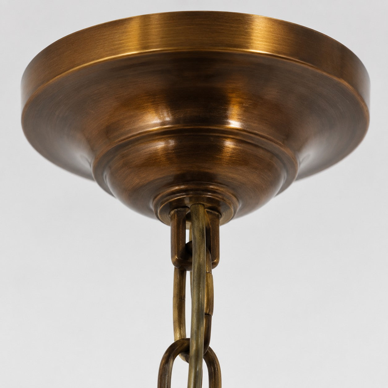Vintage Solid Brass Pendant Light with White Fabric Shade