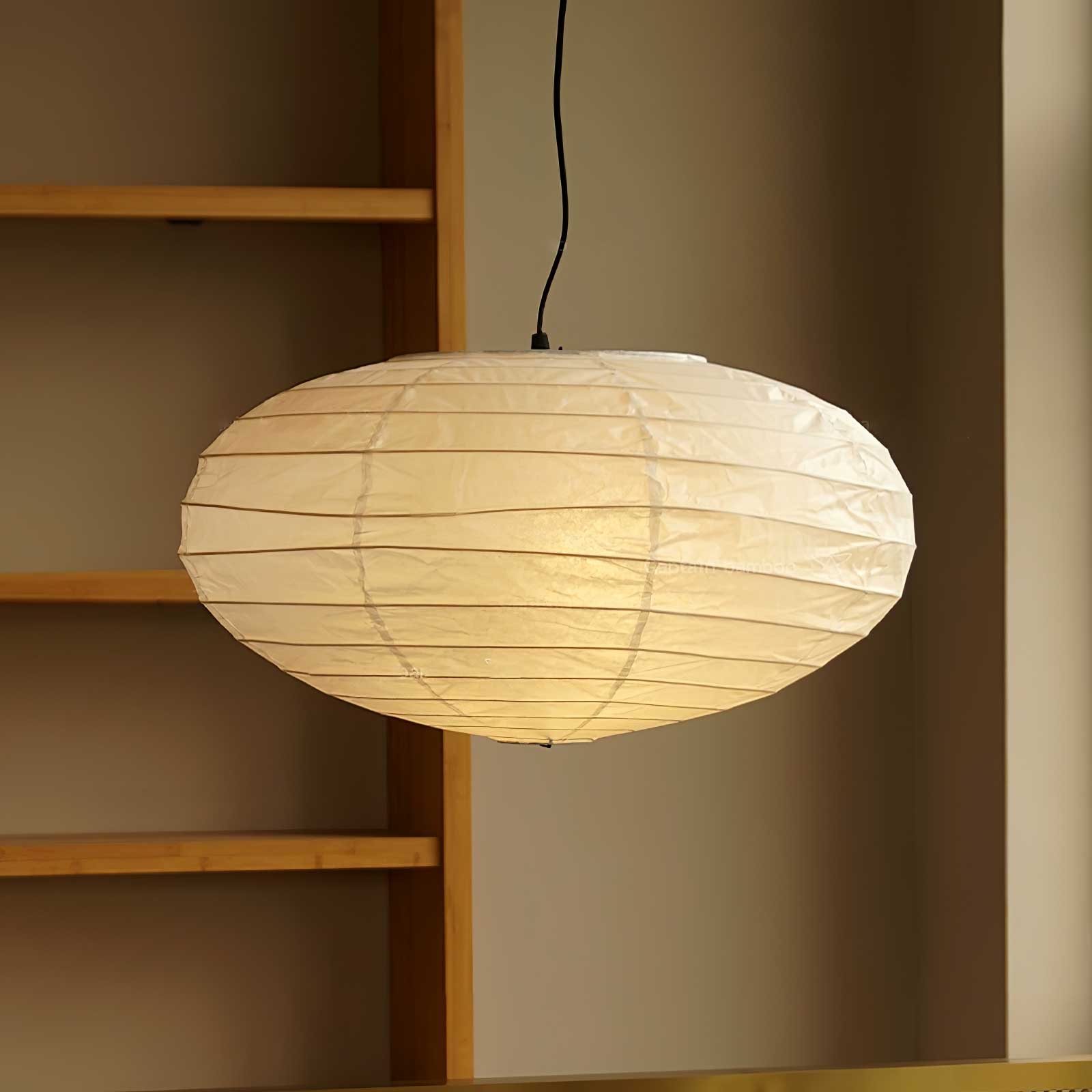 Washi Paper Pendant Lamp - Minimalist Japanese Light for Bedroom Decor