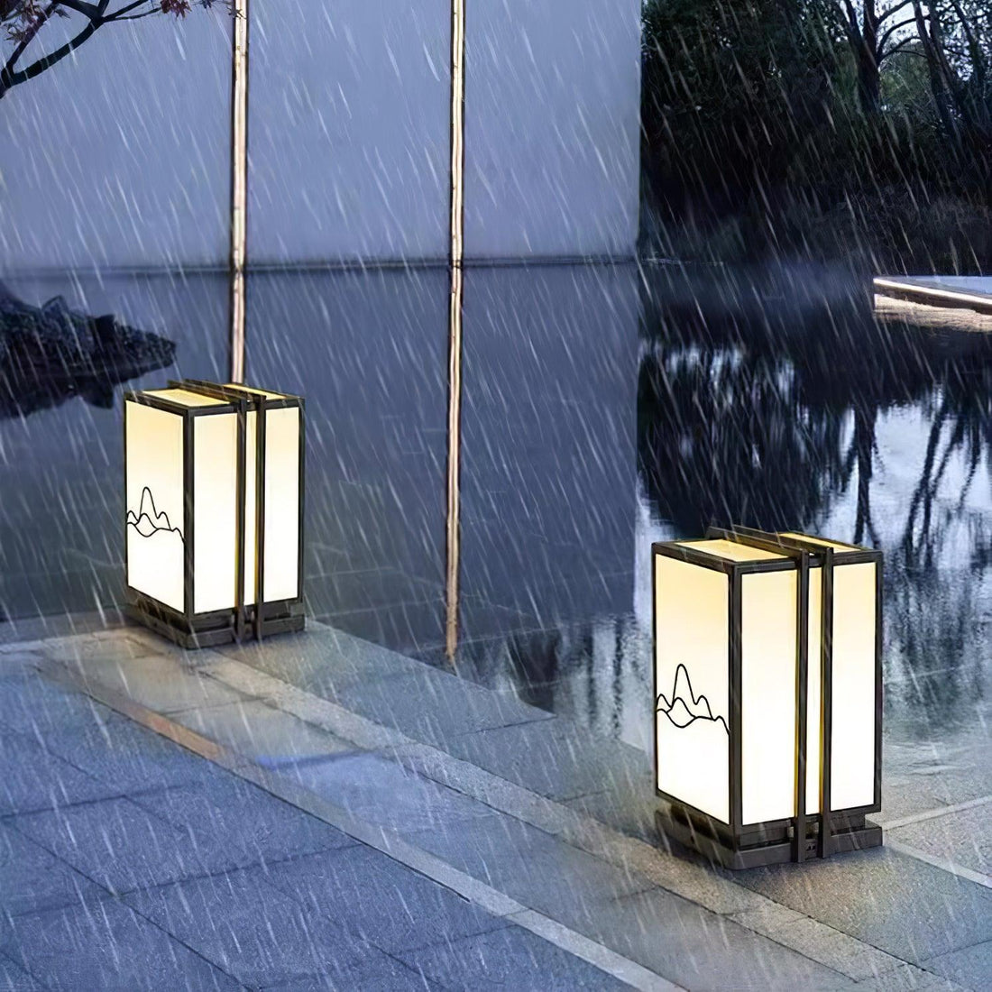 Mountain Outdoor Post Light - Stainless Steel Acrylic Minimalist Lamp