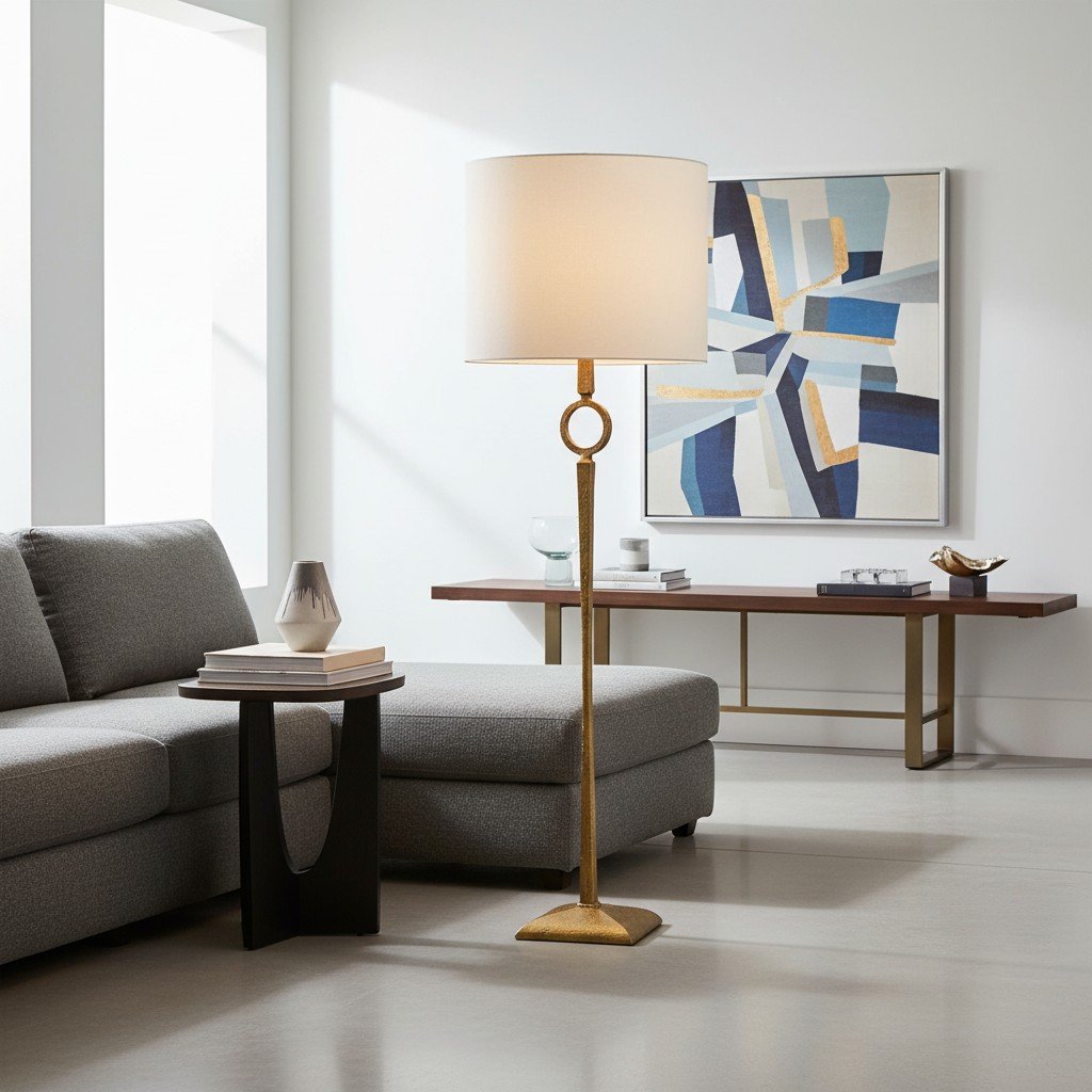 Trova Wrought Iron Floor Lamp - Single-Pole Design for Bedroom and Office Lighting