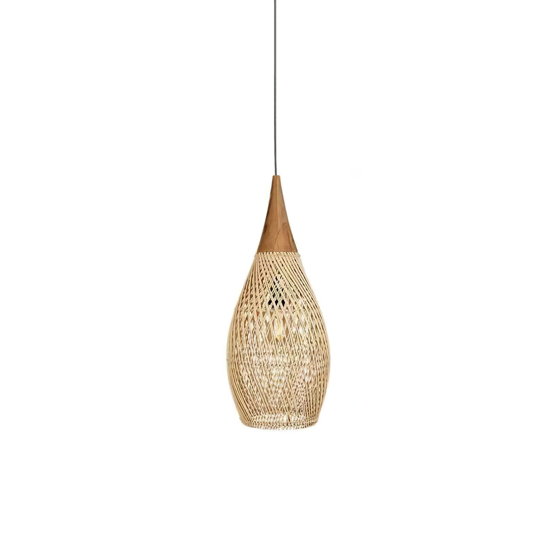 Woven Rattan Wood Plug-In Pendant Light