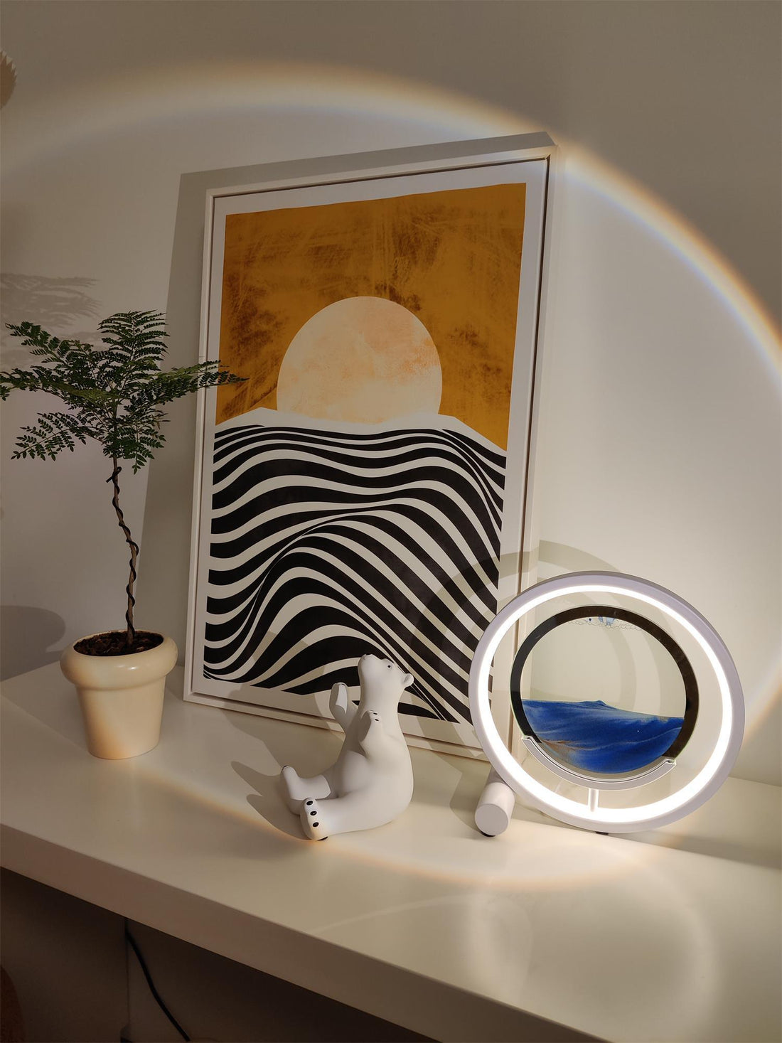 Entspannende Sand-Tischlampe – fließendes Sandlicht für Schlafzimmer und Büro