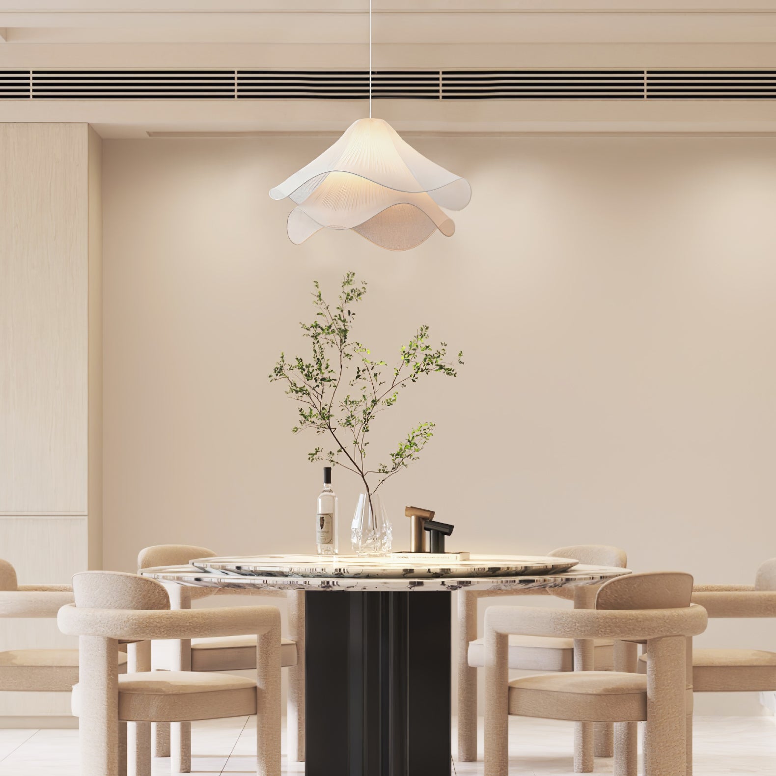 Ethereal Bloom French Floral Pleated Fabric Pendant Light