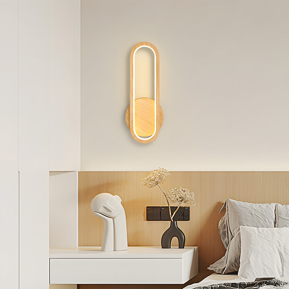 Retro Wood LED Wall Light - Rustic Living Room Fixture