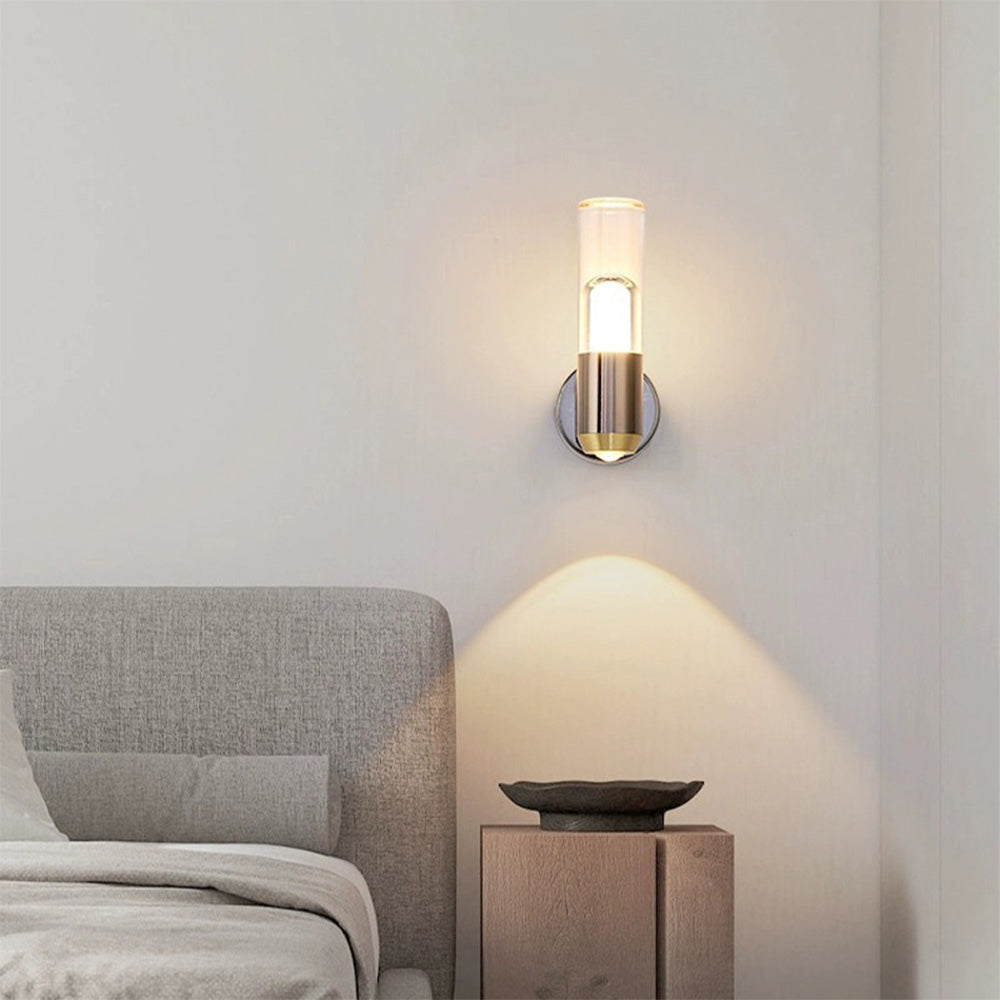 Cylinder Glass Sconce - Modern Clear Acrylic Wall Lamp for Entryway