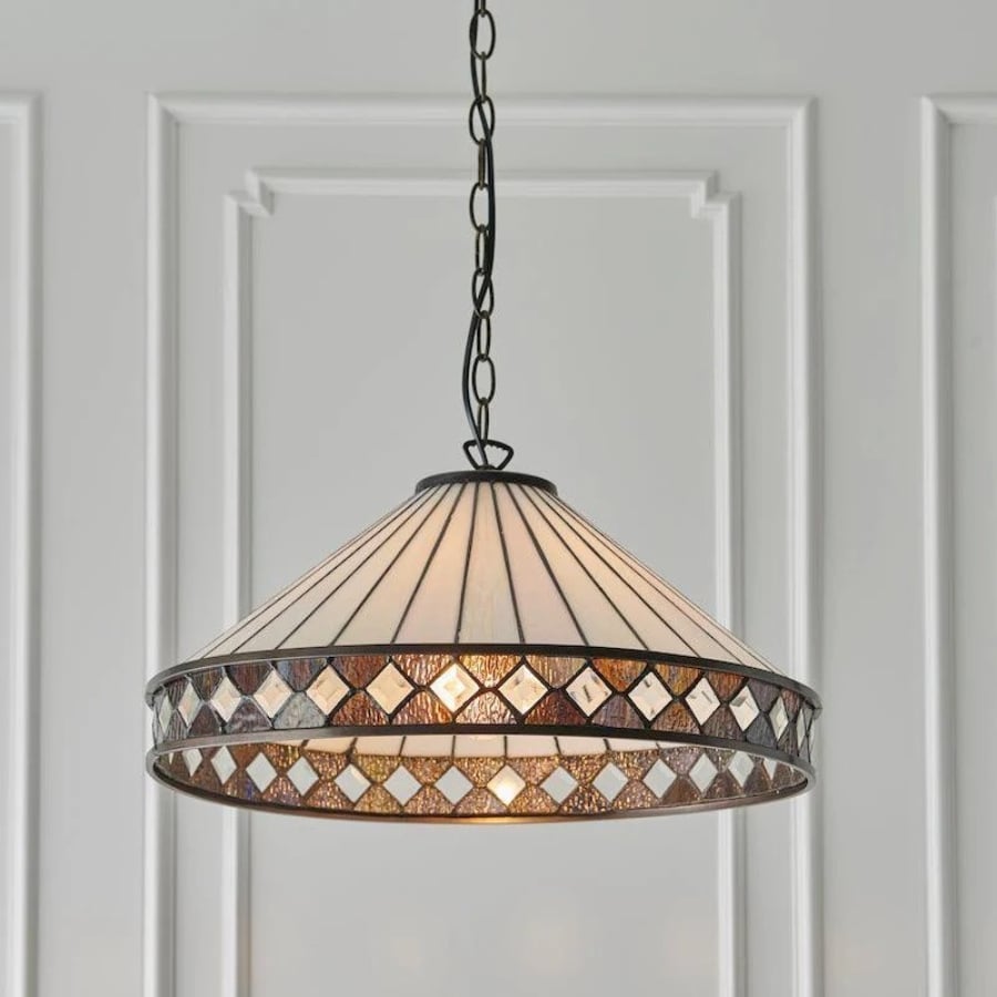 TF Fargo Pendant Light - Tiffany Style Lighting with an Art Deco Shade and Adjustable Chain