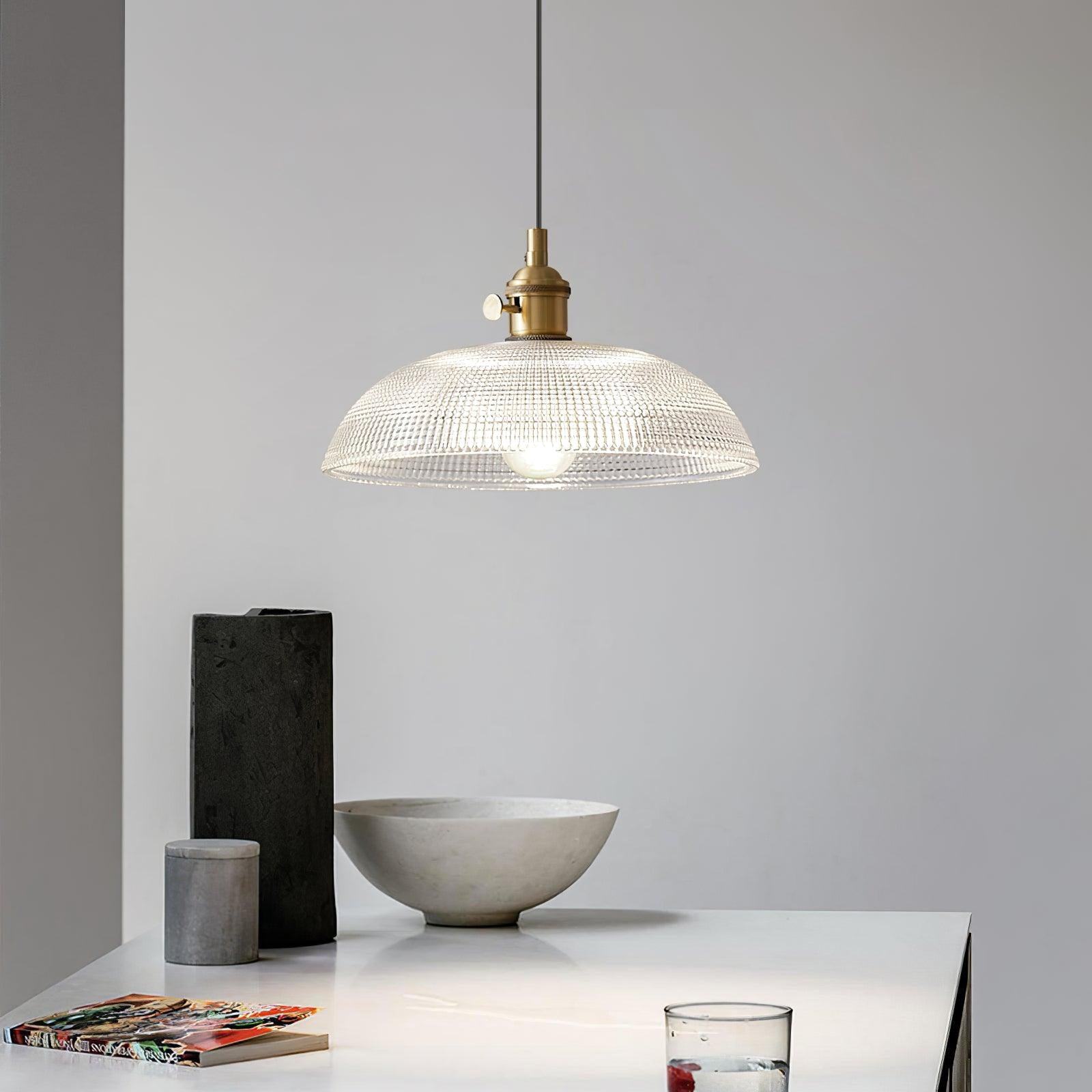 Polished Brass Domed Glass Plug-In Pendant