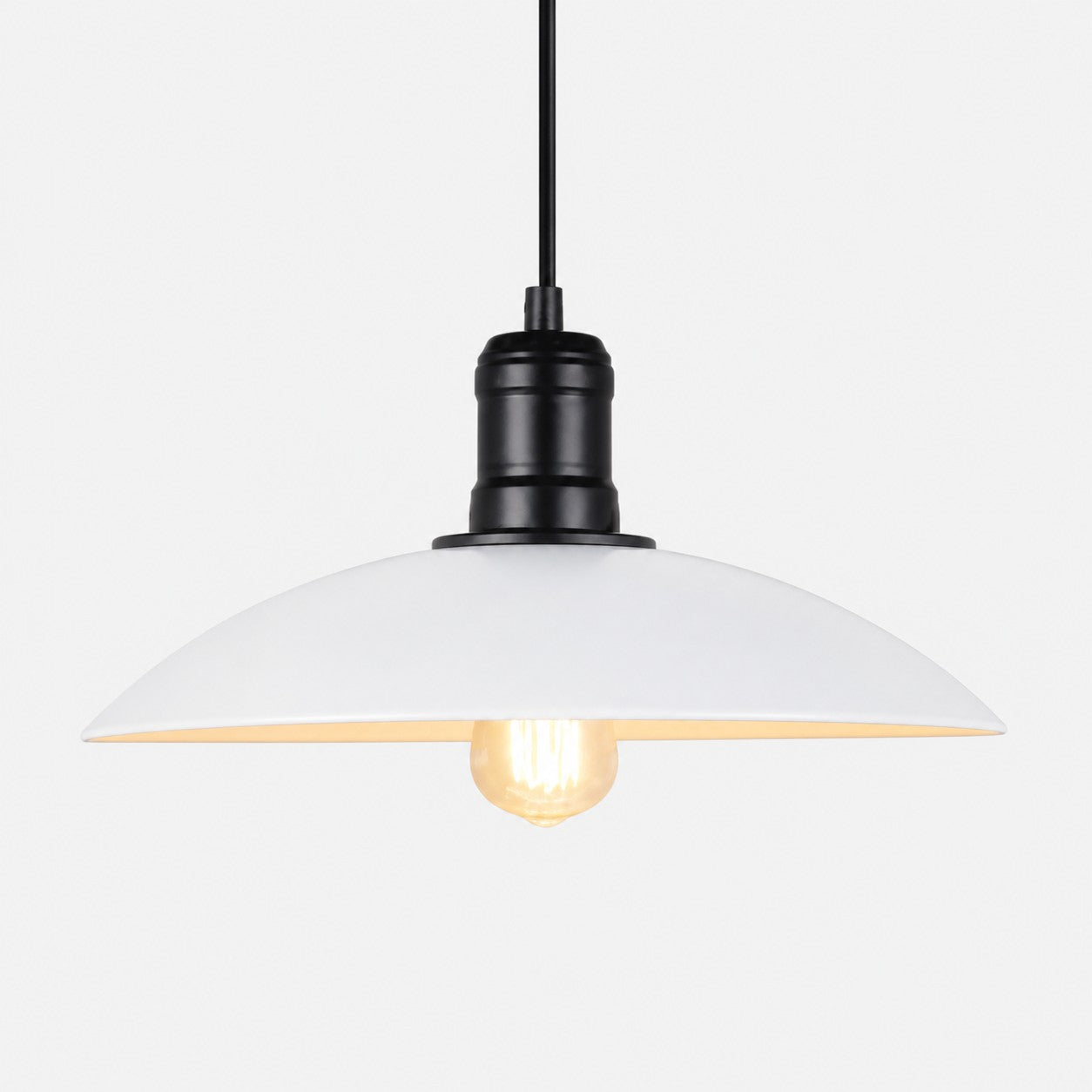 Matte Black Wide Dome Pendant Light
