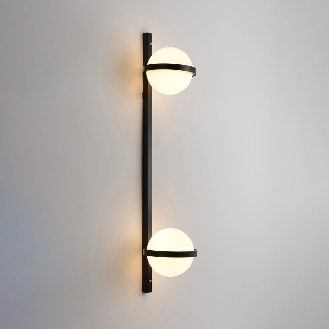 Modern Metal Wall Light - Black Frame Glowing Sphere Lamp for Garden