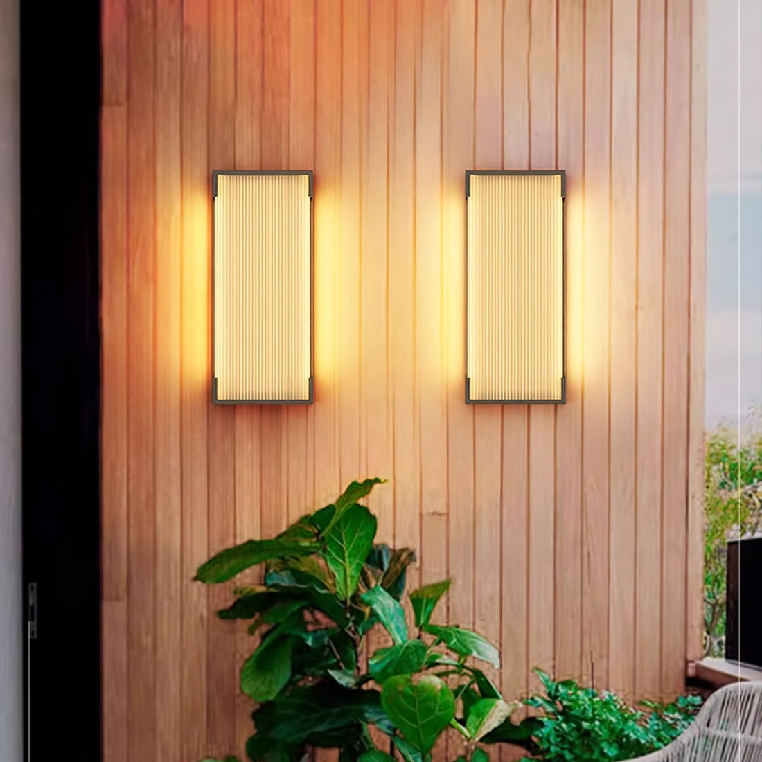 Rechteckige Außenwandleuchte - Moderne schwarze Lampe für Veranda &amp; Garten