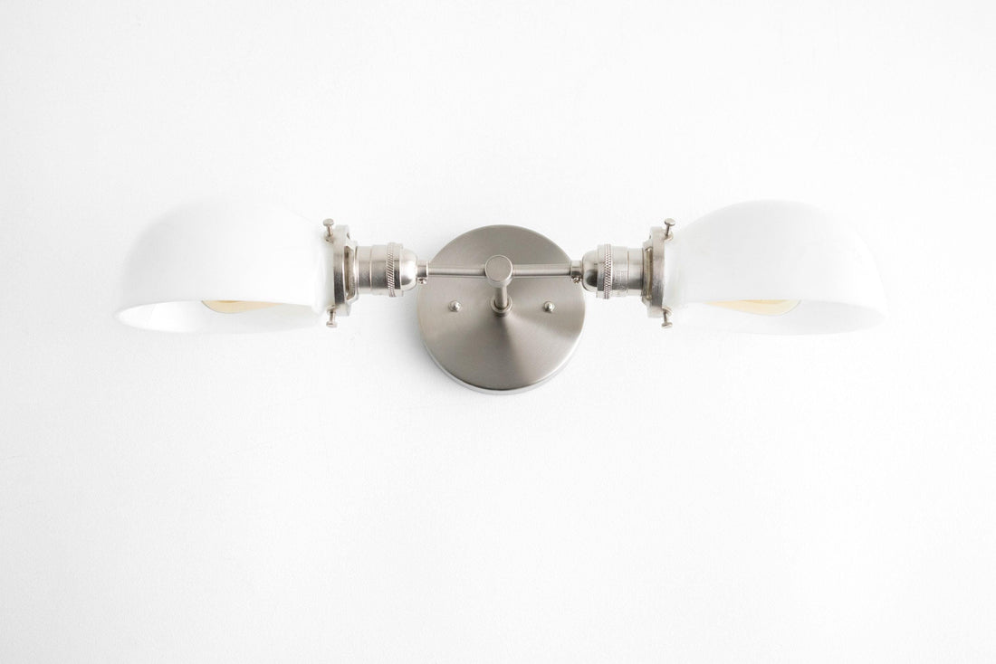 Ornato Luxe Mid-Century Vanity Light - Brass Bathroom Fixture with Opal Glass