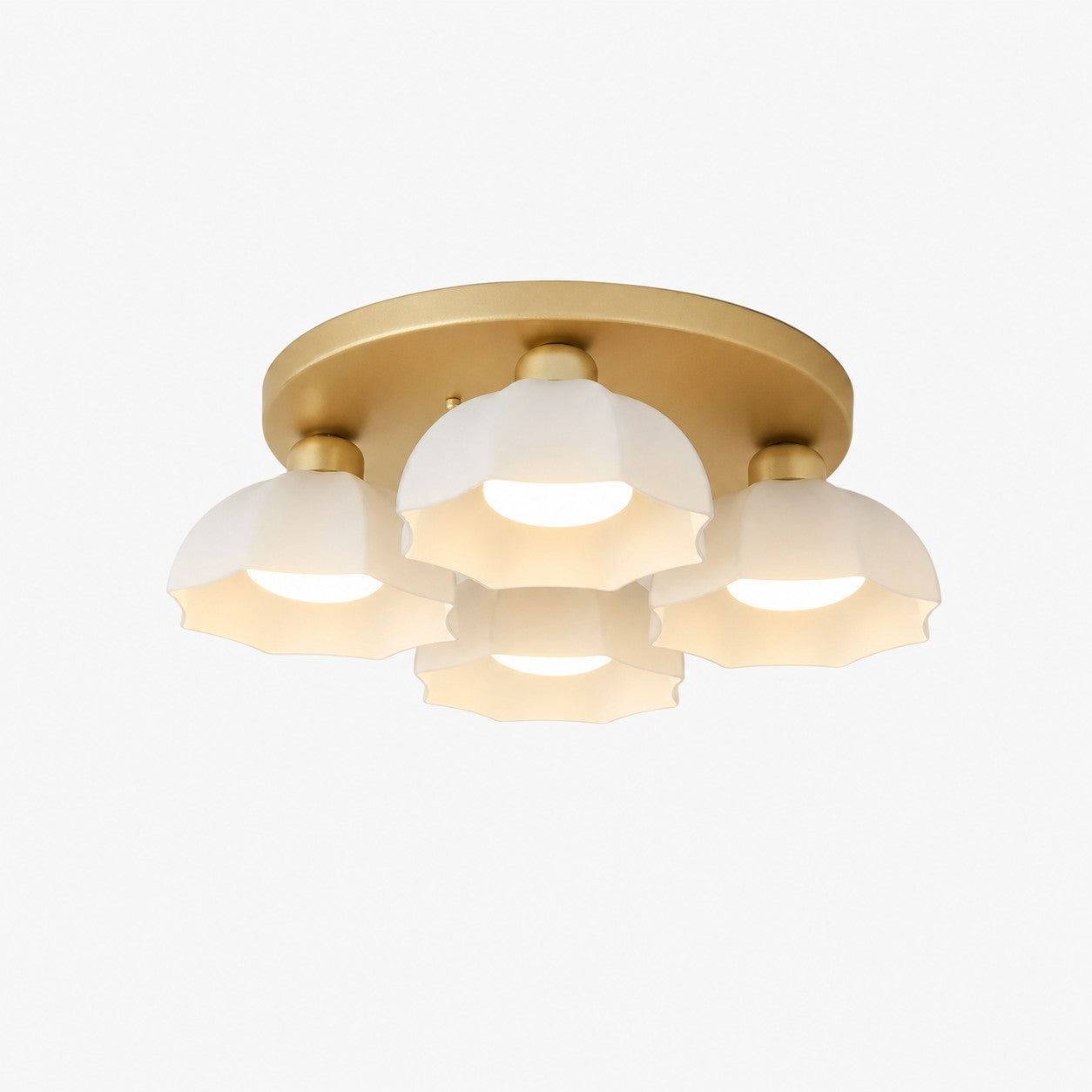 Gold and White Glass Flush Mount Ceiling Light