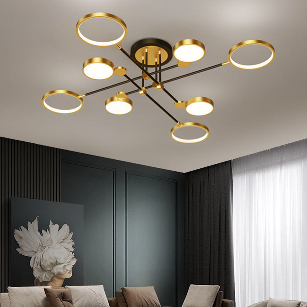 Branch Ring Chandelier - Gold Black Multi Light for Modern Bedroom