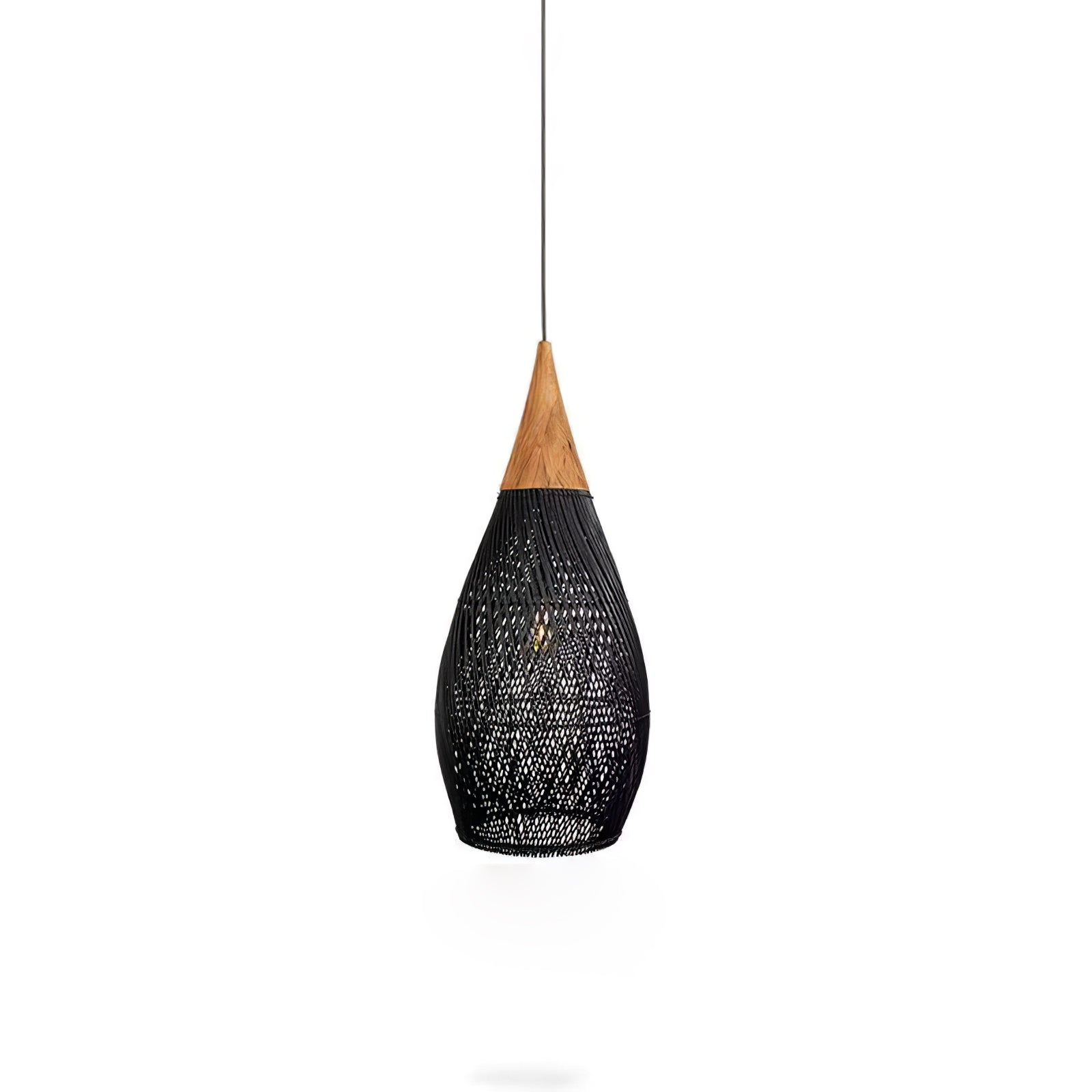Woven Rattan Wood Plug-In Pendant Light