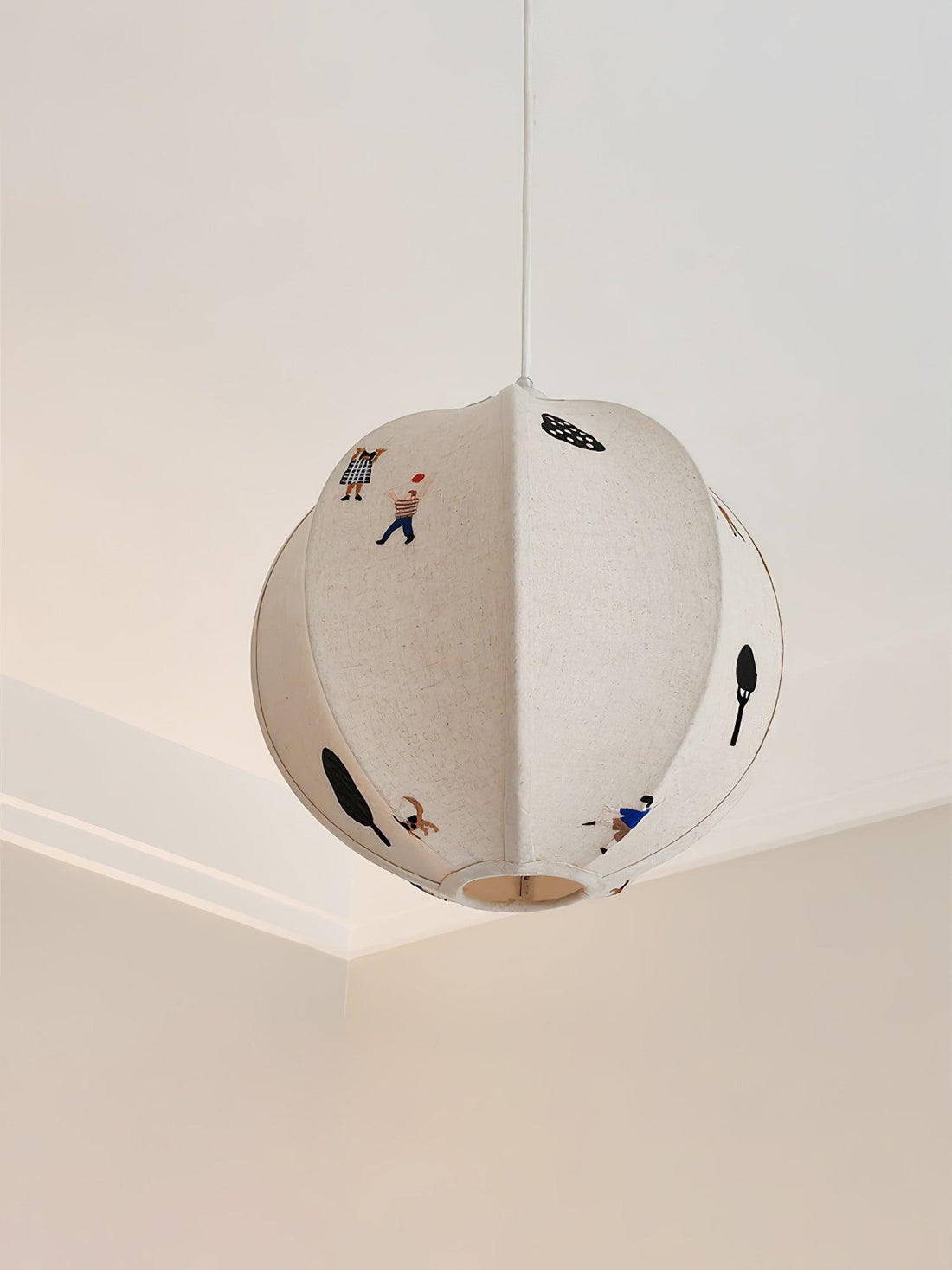Bunte Baumwoll-Szenenpendelleuchte mit Stecker