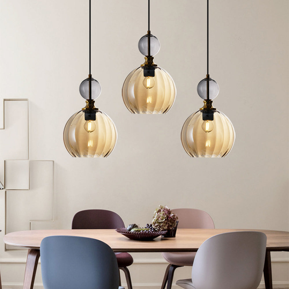 Modern Globe Pendant Light - Water Ripple Glass Lighting for Bedroom
