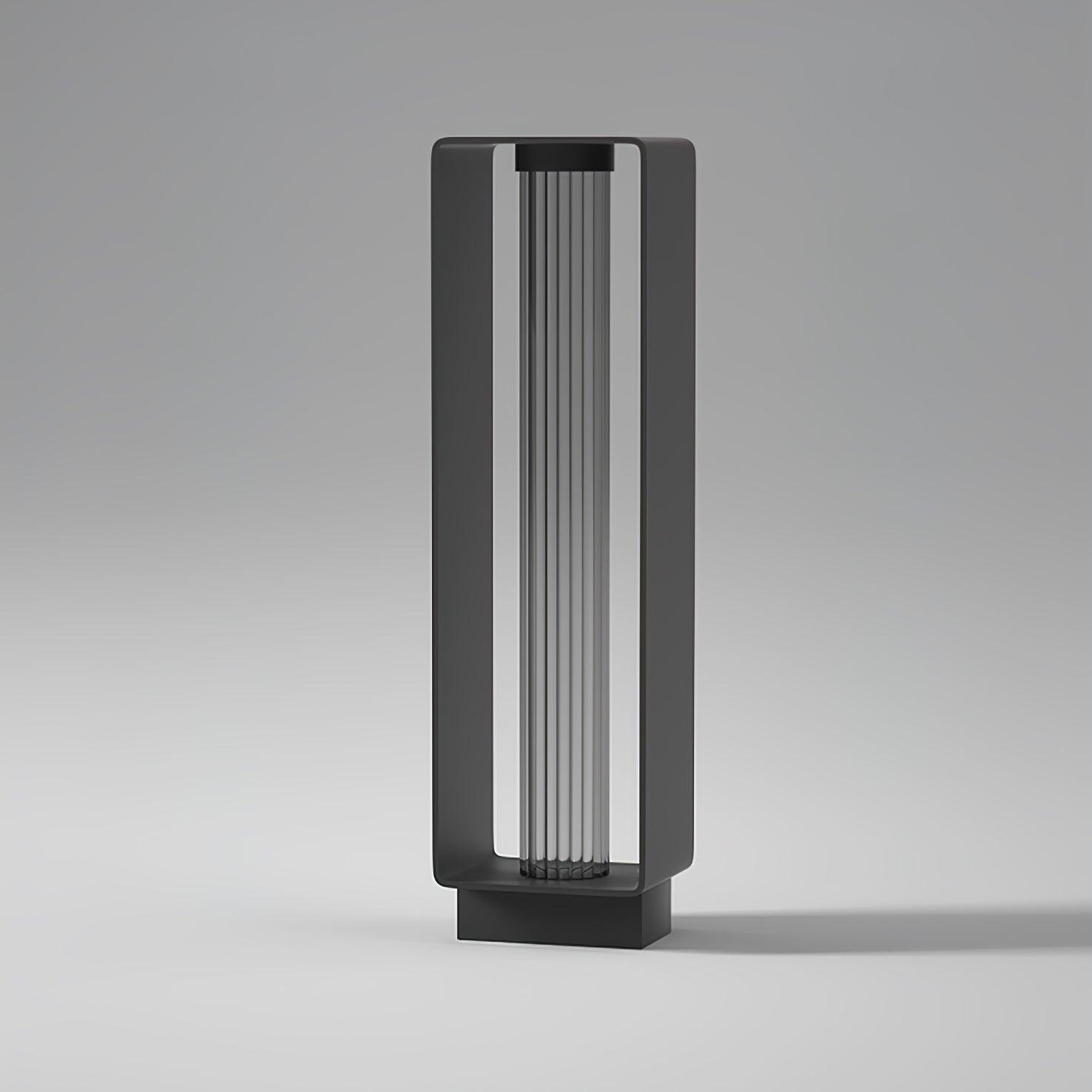 Frame Outdoor Post Lamp - Resilient Striped Glass Lamp for Driveway