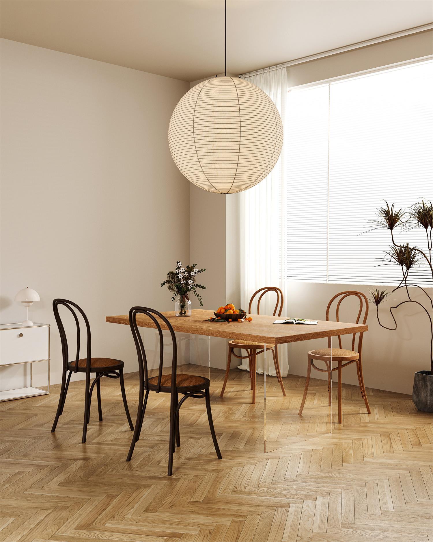 Washi Paper Round Pendant Lamp – Minimalist Lighting for Living Room