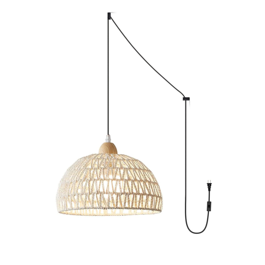 Handwoven Rattan Dome Swag Pendant
