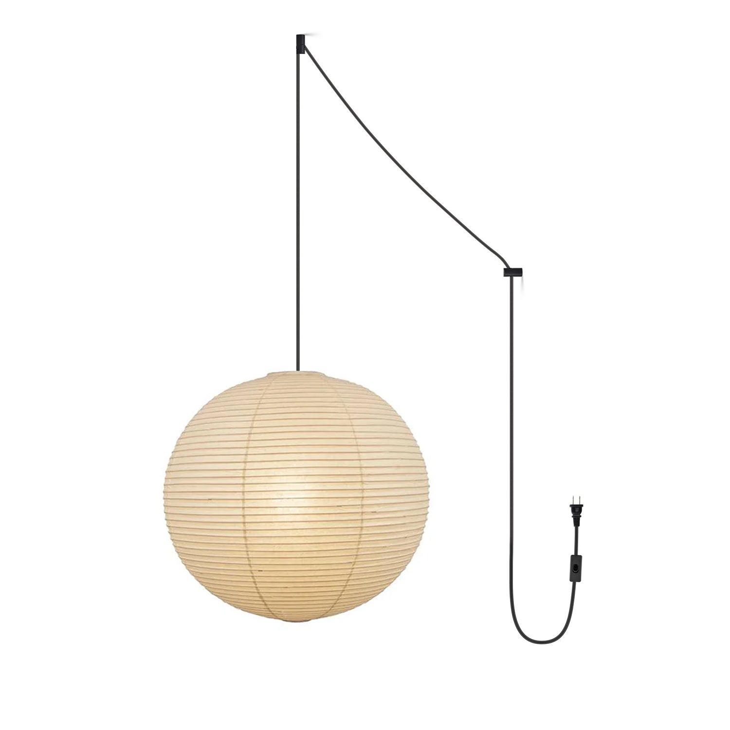 Mid-Century Pendant Swag Light - Japanese Paper Lamp for Bedroom