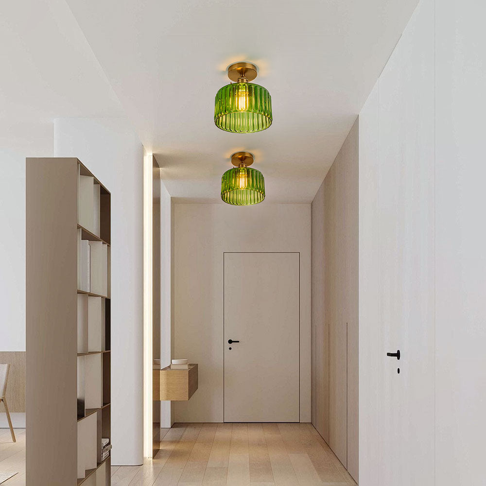 Green Glass Ceiling Light – Vintage Fixture for Stylish Home Interiors