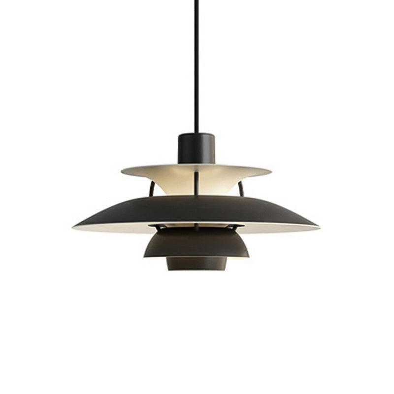Dänische Pendelleuchte aus Metall – Klassische mehrschichtige Lampenschirmlampe fürs Schlafzimmer