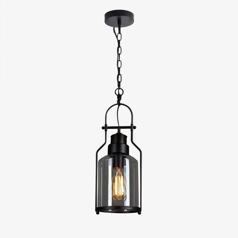 Lirra Antique Glass Jar Pendant Light - Industrial Metal Hanging Light for Kitchen Island or Bar
