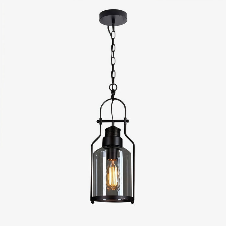 Lirra Antique Glass Jar Pendant Light - Industrial Metal Hanging Light for Kitchen Island or Bar
