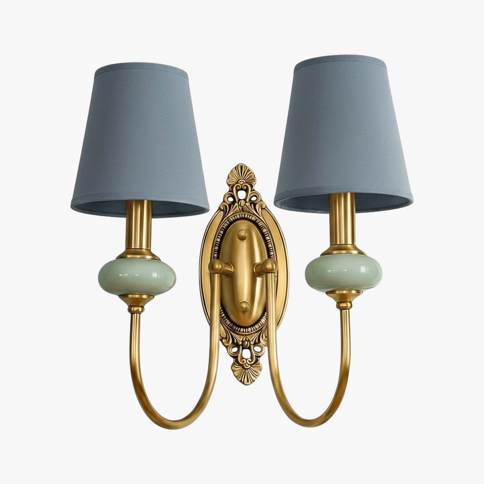 Rowanea Ceramic Wall Sconce with Fabric Shade and Metal Finish - Farmhouse Modern Hallway Light