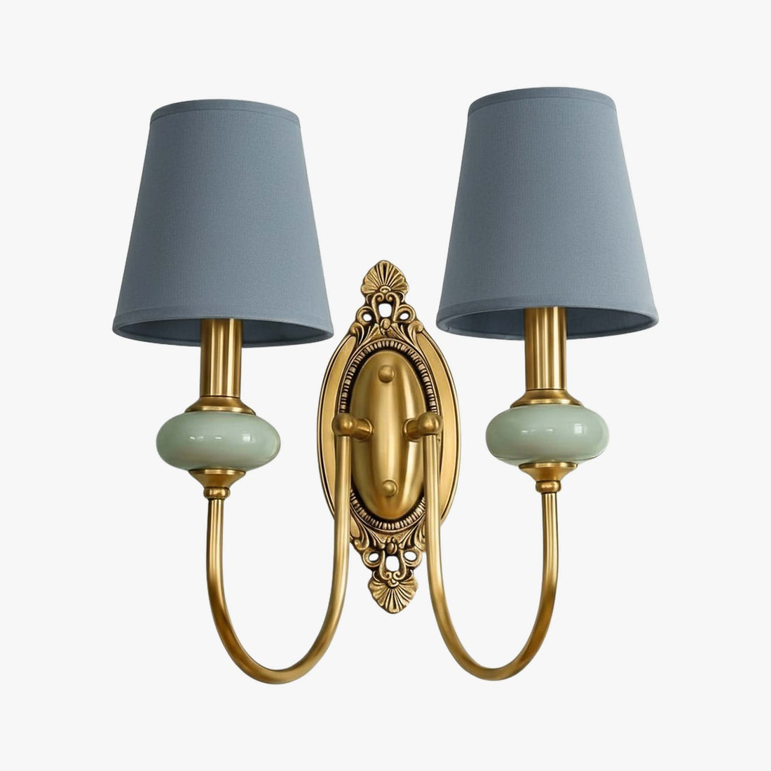 Rowanea Ceramic Wall Sconce with Fabric Shade and Metal Finish - Farmhouse Modern Hallway Light