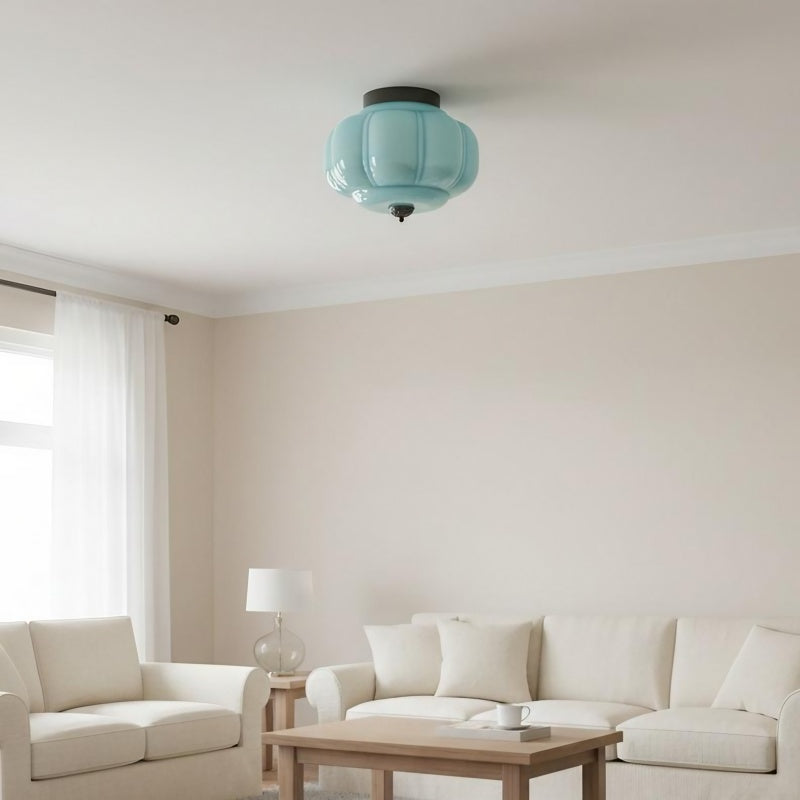 Eloise Milk Glass Ceiling Light - Retro Semi Flush Mount for Kitchen